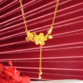 Vietnam sand gold double flower tassel necklace imitation gold clavicle set chain Internet celebrity with the same bridal flower wedding flower jewelry. 