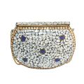 White Golden Metal Body Chained Clutch Bag For Women. 