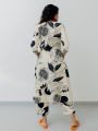 Fabdale White Floral Printed V-Neck Kurta Pant Co-ord Set | Wedding, Party & Festive Wear (RYEX009). 