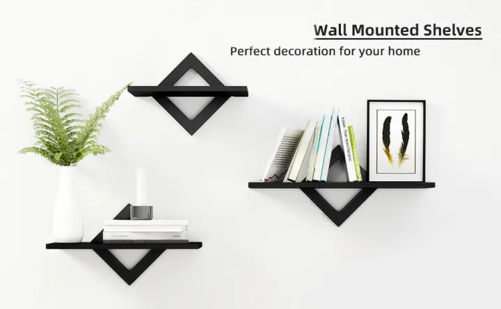 AEROMAX%203%20pc%20Beautiful%20Wall%20Home%20D%C3%A9cor%20Diamond%20Shelf%20Multi%20Rack%20In%20Black%20-%20Image%205