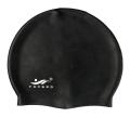 Black Solid Silicone Swimming Cap. 