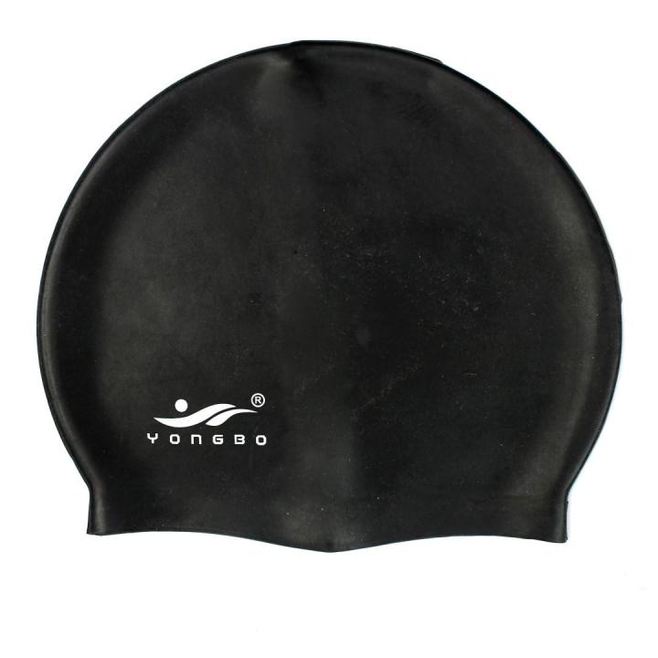 Black Solid Silicone Swimming Cap
