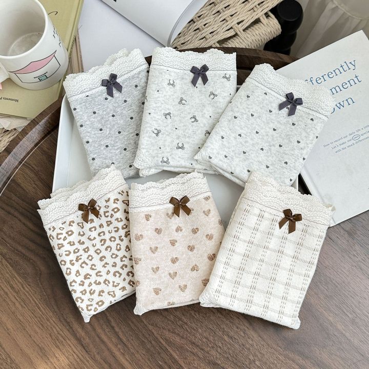 6794#%20can%20wear%20200%20kg%2010A%20bacteriostatic%20mesh%20spliced%20underwear,%20women's%20lace%20jacquard%20bow%20mid-waist%20briefs%20-%20Image%202