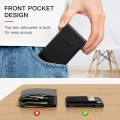 Slim Wallet for Men - Pop up Card Holder RFID Blocking Minimalist Business Credit Card Wallet with Money Pocket Metal Card Case for Notes and Coins and Debit Cards. 