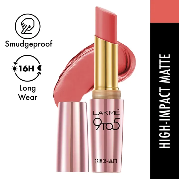 Lakme 9 To 5 Primer+Matte MR6 Coral Date Lipsticks - (3.6gm) BUY 1 GET 1 FREE