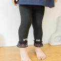 Autumn Korean Fancy Lace Ruffle Little Bow Cute Princess Pants Breathable Cotton Solid Color Baby Kids Leggings. 