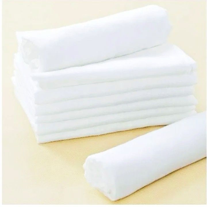 Reusable 10 Pieces Baby Nappy Napkin Cloth Set of White Soft Pure Cotton and Highly Absorbent - Napkins |