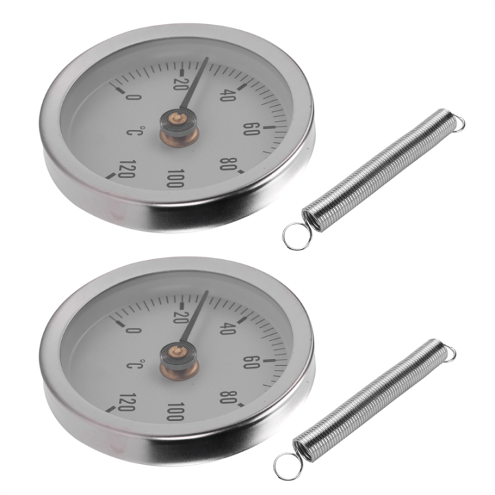 2X -W50A Thermometer Hot Water Pipe Thermometer Bimetal Stainless Steel Pipe Clip-on Temperature Gauge