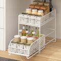 New 2 Tier Kitchen Storage Shelf Multi-Appliance with Drawers Bathroom Cabinet Organizer Space Saving Sliding Cabinet Pull-Out Storage Rack Home Organization. 