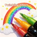 New 24/48/72/96 Colors Double-Ended Glitter Pens Colorful Quickly Dry Acrylic Marker Pen Soft Tip Glue-Like Ink Fluorescent Pen Drawing Painting. 