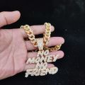 NEW STYLE Men Women Hip Hop NO Money No Friend Pendant Necklace with 13mm Cuban Chain HipHop Iced Out Bling Necklaces Fashion Jewelry. 