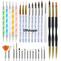 Difutagui YIKOOLIN 31PCS Nail Art Brushes Nail Art Tool Set Double Ended Nail Luxury Dotting Tools Nail Dust Brush Acrylic Brush Manicure Tools. 
