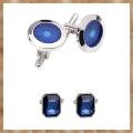 Kqueebee 1 Pair Fashion Men's Cufflinks Fashion Round Eyes Shirt Cufflinks Cuff Links Mens (Silver+Blue) & 1 Pair Fashion Diamond Colorful Glass Cufflinks Cuff Links Women Mens (Blue). 