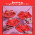 2 PCS,Hot Red Lips Disco Ball Cups ,for Bachelorette , Single Girl Supplies,Removable and Reusable. 