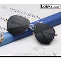 Black Flat Rimless Metal Trendy Aviator Pilot Design Sunglasses Foe Men. 