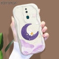 Hontinga for OPPO F11 Back Cover Purple Moon Clouds Phone Case Cream Texture Wavy Edge Soft Mobile Cover. 
