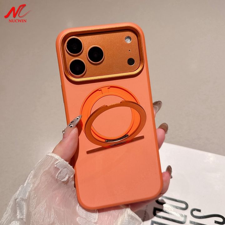 Business 360 Rotate Magsafe Bracket Case for iPhone 17 Pro Max 17Pro iPhone17 ProMax Pure Color PC Stand Holder Shockproof Cover