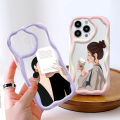 Jizetin for Realme 5 5S 5i 6i Back Cover Elegant Girl Cream Wavy Edge Soft Silicone Phone Case. 