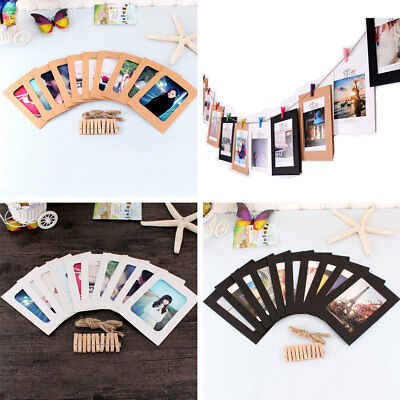 Pistto%2040%20Pcs%20Paper%20Frame%20With%20Clips%20Diy%20Kraft%20Paper%20Picture%20Frame%20Hanging%20Wall%20Photo%20Album%202M%20Rope%20Home%20Decoration%20Craft%20-%20Image%203