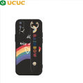 UCUC for Realme 7 / Narzo 20 Pro Back Cover With Wristband Rainbow Colorful Soft Silicone Phone Cases. 