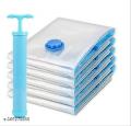Pack of 5 Reusable Ziplock Vacuum Storage Space Saver Bags with Travel Hand Pump for Clothes | Vaccum Storage Space Saver Bag. 