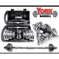 York Chrome Coated 20KG Adustable Dumbbell Set. 