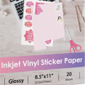 24 Sheets Vinyl Sticker Paper for Inkjet Printer - Printable Glossy Sticker Paper and Holographic Laminate Sheets. 