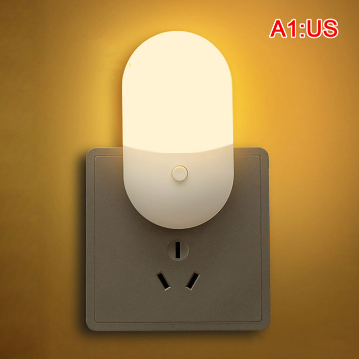 Dusk to Dawn Automatic LED Night Lights Wall Plug In Light Sensor Warm White Lamp For Children Kids Bedroom