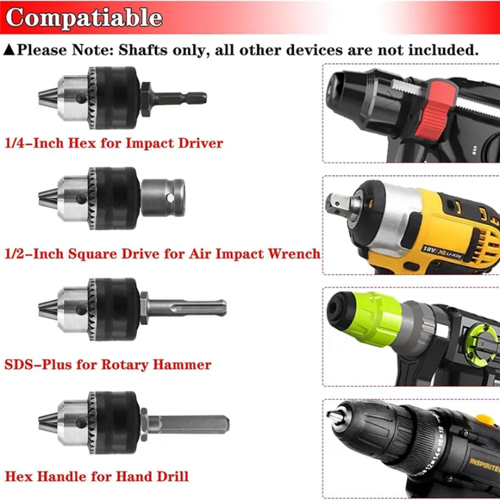 3-16mm Drill Chuck Adapter 1/2-20UNF, for Impact Driver/Electric Drill ...