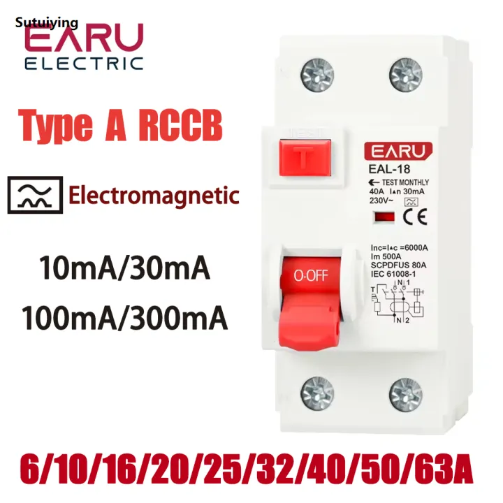 Sutuiying%202P%2032A%2010/30/100/300mA%20Type%20A%20RCCB%20RCD%20ELCB%20Electromagnetic%20Residual%20New%20Current%20Circuit%20Breaker%20Differential%20Breaker%20Safety%20Switch%20-%20Image%202