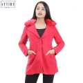 Attire Nepal Red Solid Coat For Women (C-52). 