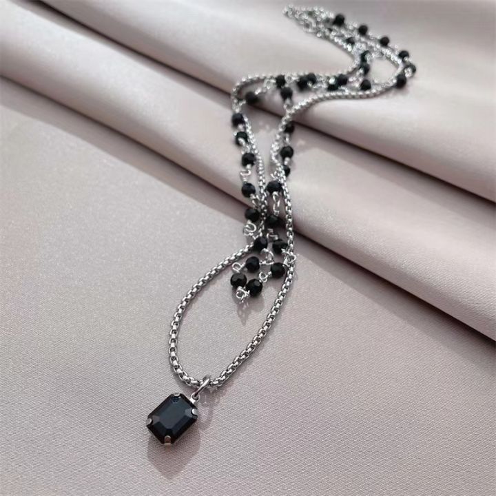 %E3%80%90Fresh%20designs%E3%80%91Sweet%20Cool%20Spice%20Girl%20Double%20Layer%20Stacked%20Wearing%20Style%20Chain%20Women's%20Design%20Sense%20Light%20Luxury%20Black%20Zircon%20Necklace%20Trendy%20Necklace%20-%20Image%204