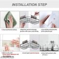 Self-Adhesive Metal Bathroom Corner Rack Stainless Steel Shelf Organizer. 