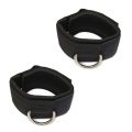 2X Ankle Strap D-Ring Multi Gym Cable Attachment Thigh Leg Pulley Weight Lifting Black. 