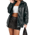 Leather Jacket Women Faux Oversized Coats 2025 Fall Fashion Outfits Winter Clothes. 