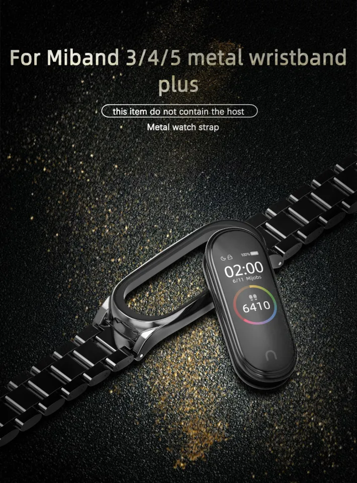 Metall-Armband Für Xiaomi Mi Band 5/6/4/3 – Edelstahl, Wasserdicht, Schwarz