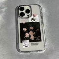 White Pink Rose English Letter Couples Case Compatible for IPhone 7Plus 8Plus 11 15 14 12 13 Pro Max 6 7 Plus XR XS Max X SE 2020 Soft Cover. 