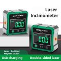 Portable Multifunctional Laser Inclinometer Rechargeable Four Sided Magnetic Digital Inclinometer LCD Display High Accuracy Angle Level Household. 