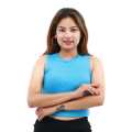 Sky Blue Cotton Round Neck Sleeveless Ribbed Crop Tank Top For Women. 