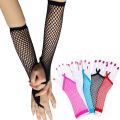 Fashion Performance Dance Solid Long Gloves Mesh Fishnet Gloves Lace Mittens Fingeless Gloves. 
