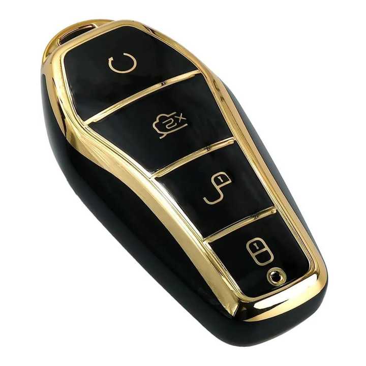 TPU Car Key Cover /Black-Golden/Compatible With:BYD ATTO-3