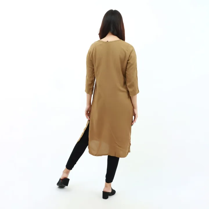 Green%20Quarter%20Sleeve%20Floral%20Embroidered%20Front%20Button%20Design%20Kurti%20For%20Women%20-%20Image%205