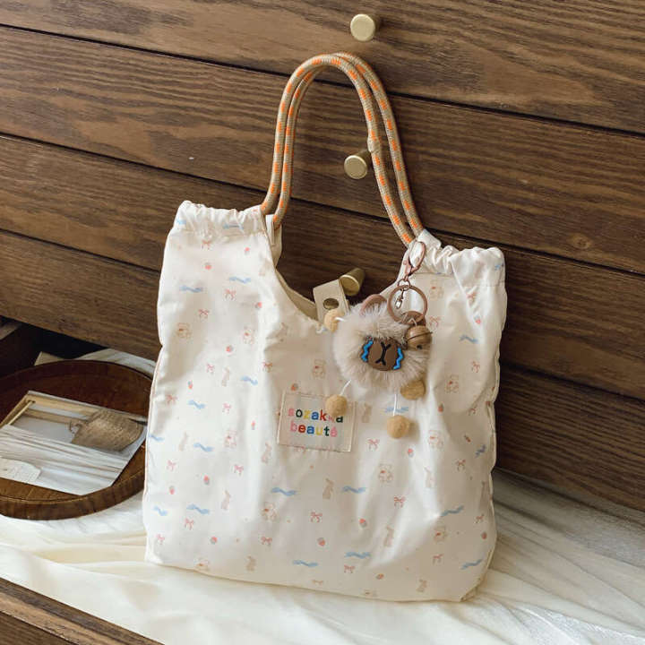 Korean%20Style%20Emed%20Cute%20Cartoon%20Canvas%20Single%20Shoulder%20for%20Women%20Large%20Capacity%20Handheld%20Shopping%20Commuting%20Tote%20Bag%20-%20Image%202