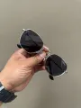 Elegant Men's Classic  Silver Frame Sunglasses with Black Lens - Hi-Quality Fashion Eyewear. 