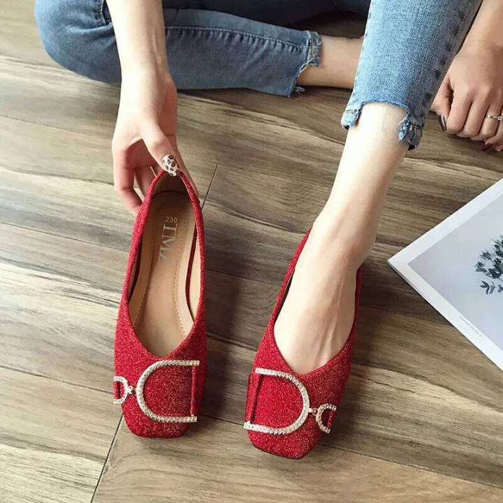 Women%20Flats%20Chinese%20Red%20Bride%20Wedding%20Shoes%20Square%20Head%20Dia%20Decoration%20Big%2043%2044%2045%2046%20Small%20Size%2031%2032%2033%2034%20Slip%20On%20-%20Image%203