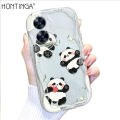 Hontinga for Realme C55 Back Cover Panda Cream Wavy Edge Silicone Phone Case. 