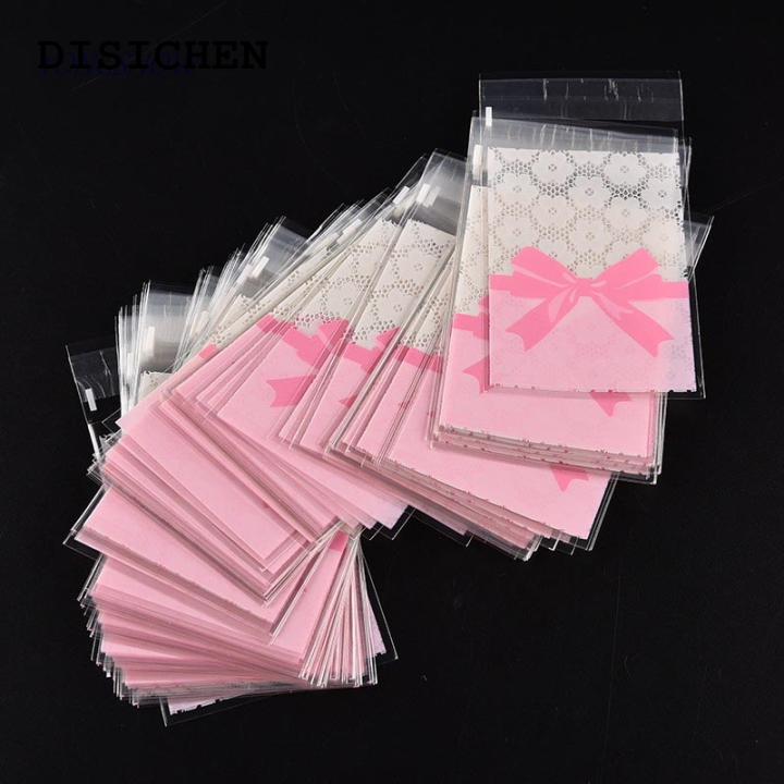 DISICHEN%20Fashion%2050%20Pcs%207*10cm/7*7cm%20Cute%20Pink%20Bow%20Design%20Cake%20Gift%20Packages%20OPP%20Bags%20Plastic%20Candy%20Cookies%20Biscuits%20Bags%20Wedding%20Party%20Supplies%20-%20Image%202