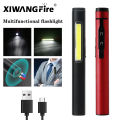 Portable Portable LED Flashlight COB Floodlight and XPE High Beam Aluminum Alloy Pen Clip Work Light Built In Battery with Tail Magnet. 
