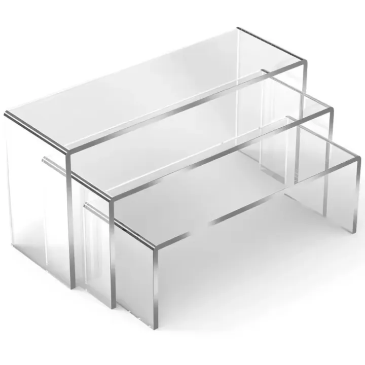 Durable Rectangular Acrylic Display Stand Multi-Level Riser Transparent ...