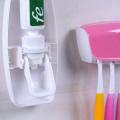 Automatic Toothpaste Squeezing Device | Wall Mounted Toothpaste Dispenser Squeezer with Detachable 5 Hole Toothbrush Holder (Standard, Multicolor). 